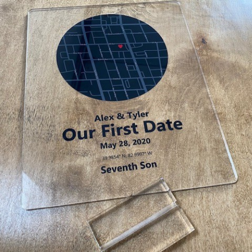 Our First Date Valentines Day Map Plaque Couples Gift For Her